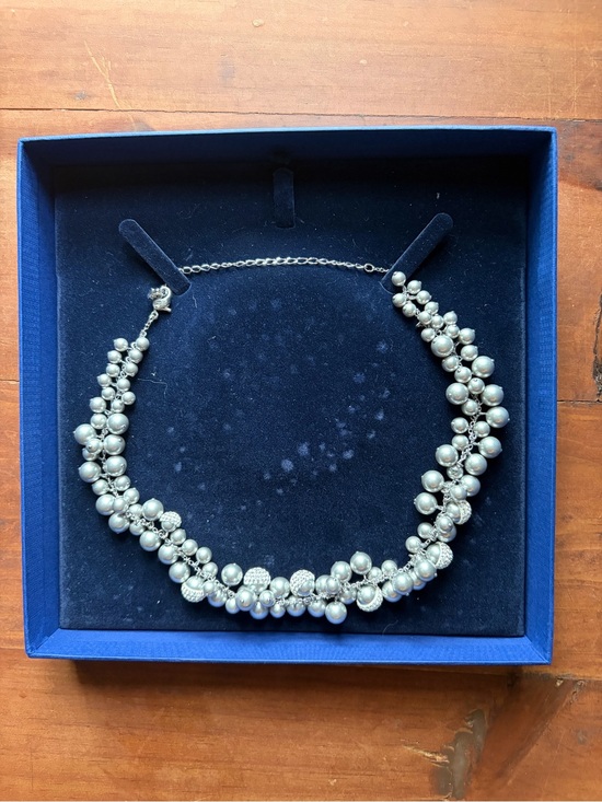 Swarovski Jewelry - Swarovski Silver Pearl Cluster Statement Necklace